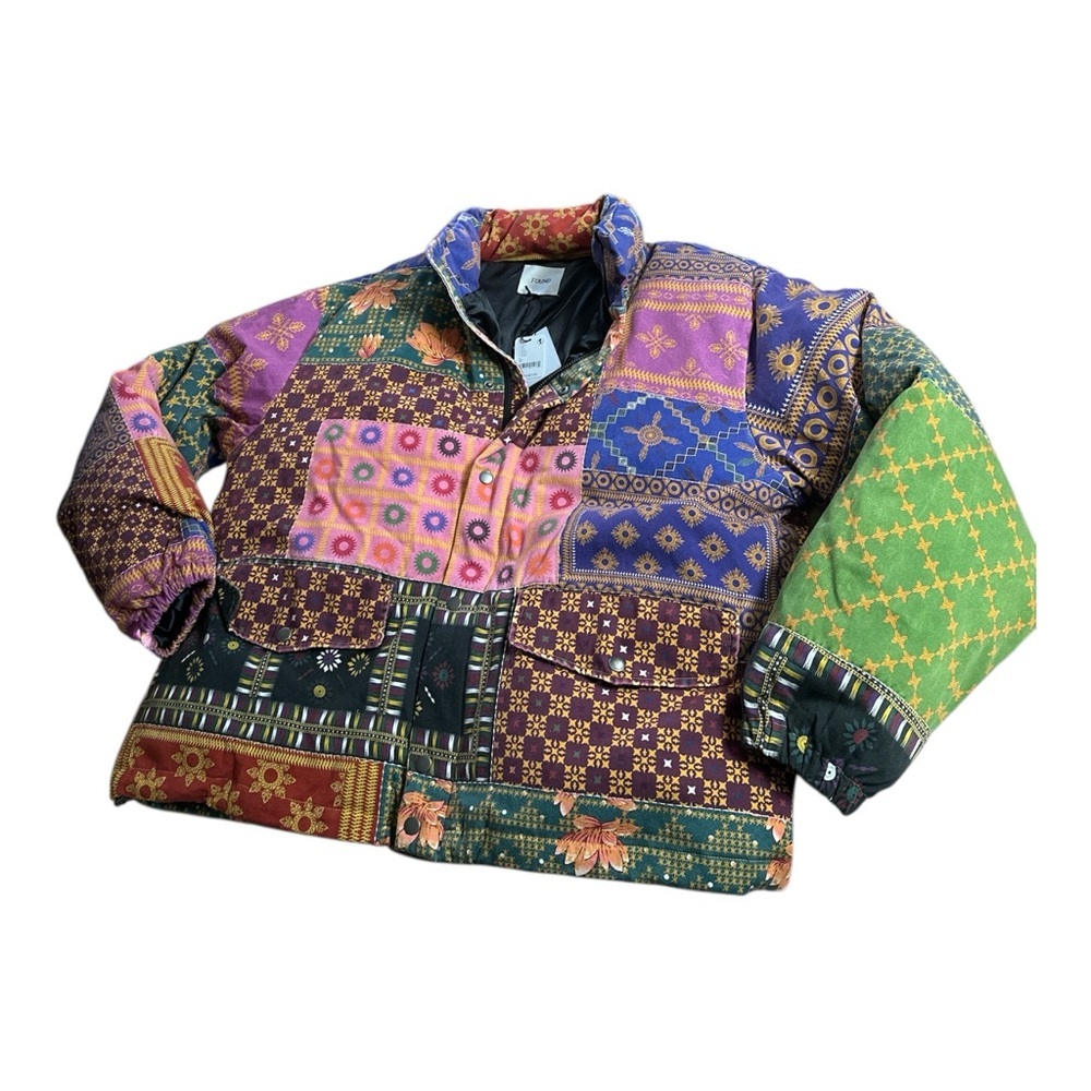 Free People Found Ayubia Printed Tapestry Patchwork Puffer Jacket  XL NWT - Picture 10 of 12